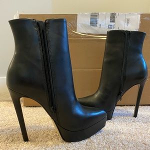 Steve Madden | Shoes | Steve Madden Velina Black Leather Boots 365 |  Poshmark